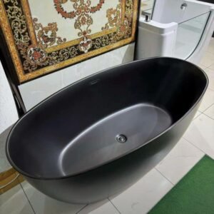 1500mm straight round black luxury freestanding bathtub