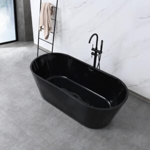 Straight Round Black Luxury Freestanding