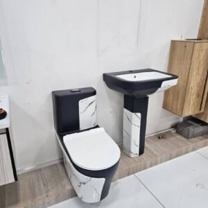 Black & white Luxury wc with Wall-hung basin