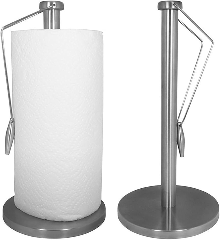 Kitchen Paper Roll Holder Stainless Steel Paper Towel Holder, Kitchen Restaurant Plastic Wrap Paper Storage Rack, Vertical Paper Towel Rack Kitchen Roll Holder